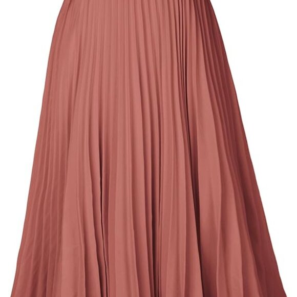 GRACE KARIN Women's Flared Pleated Ruffle Knitted Burnt Orange-Brown - Picture 6 of 14